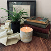 Gold Marbled White Concrete Candle