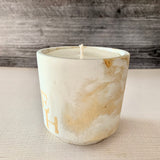 Gold Marbled White Concrete Candle